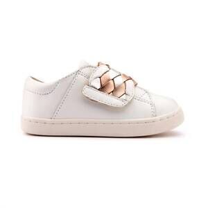 NEW OLDSOLES girls igster velcro leather sneakers in snow/silver